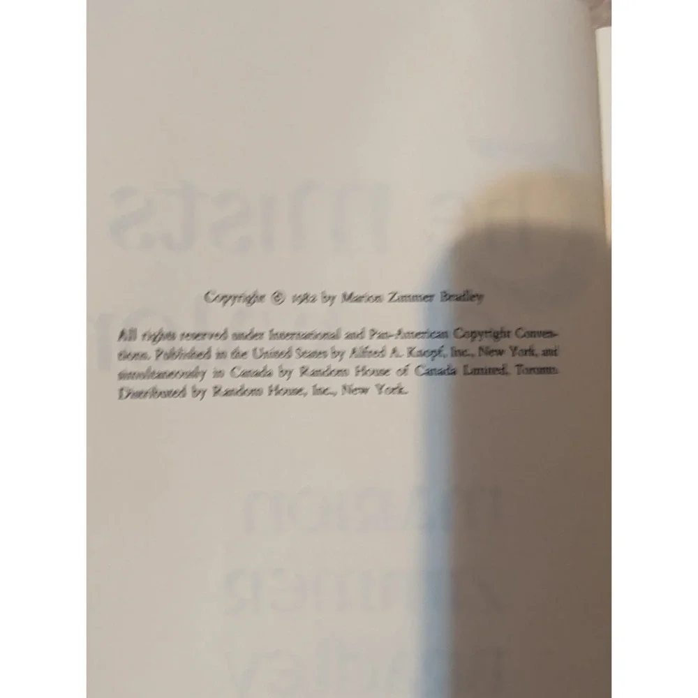 The Mists of Avalon by Marion Zimmer Bradley  HC/DJ ‎ 1982 First